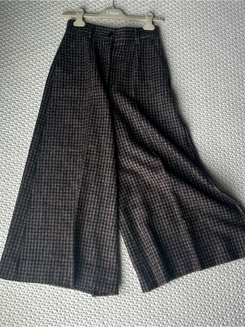 Dolce & Gabbana Brown and Black Checked Wide-Leg Trousers